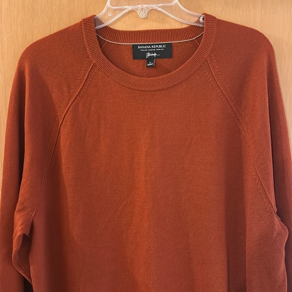Banana Republic Men's Baruffa Italian Merino Wool Crew Neck Sweater Rust Large - Picture 2 of 10